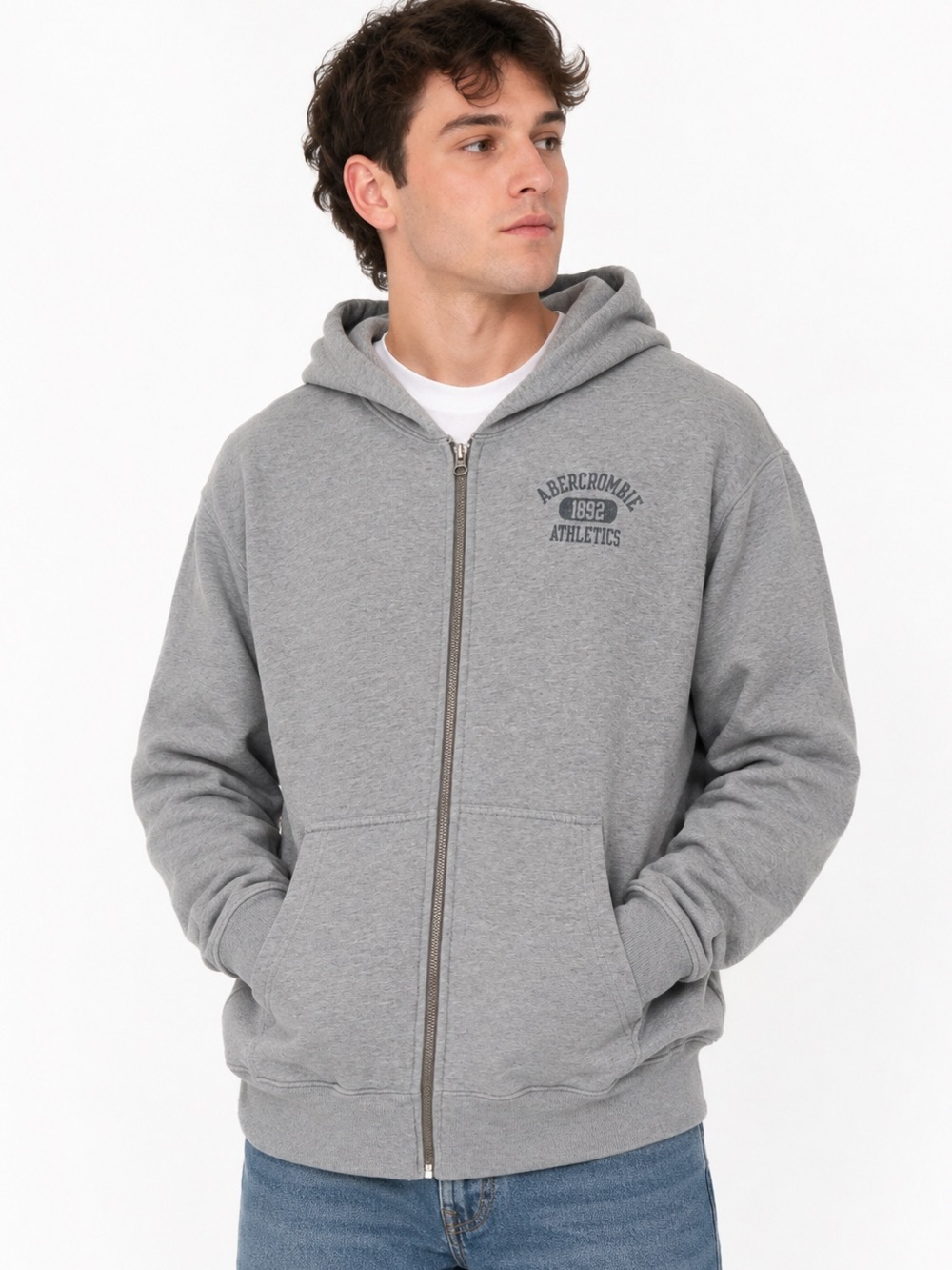 Abercrombie & Fitch Vintage Y2K Full-Zip Hooded Grey Sweatshirt